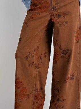 Easel Floral Stretched Washed Twill Pants